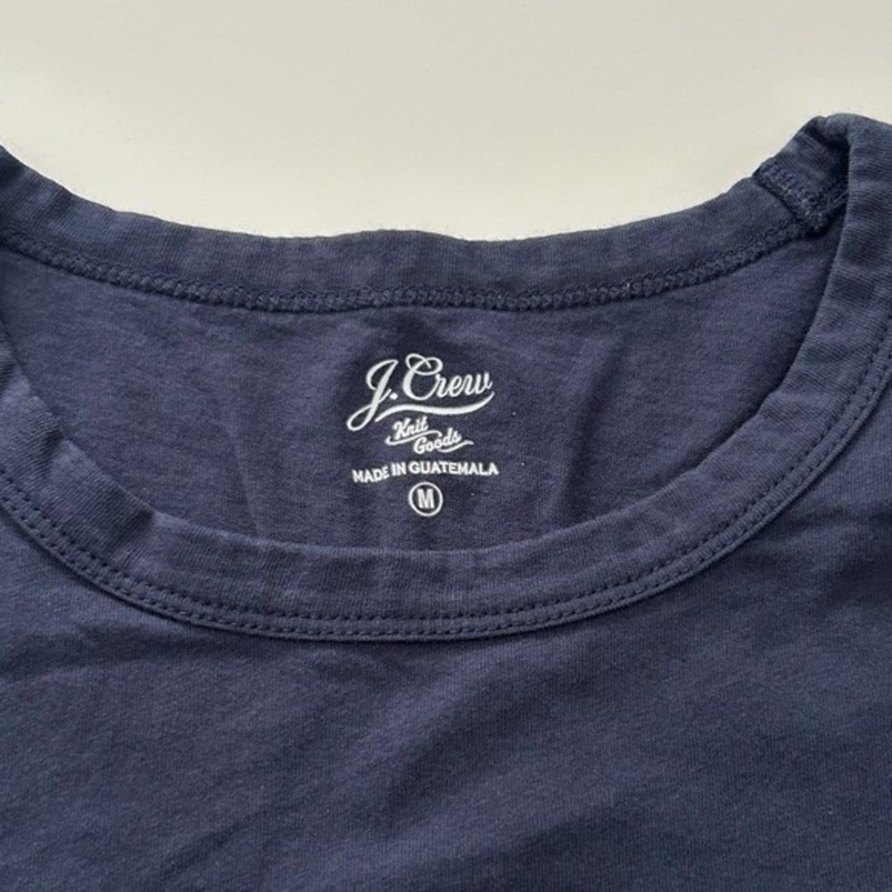 J.Crew Knit Goods Cotton Basic Short Sleeve Navy Blue Cotton T-Shirt Size Medium - Picture 5 of 8